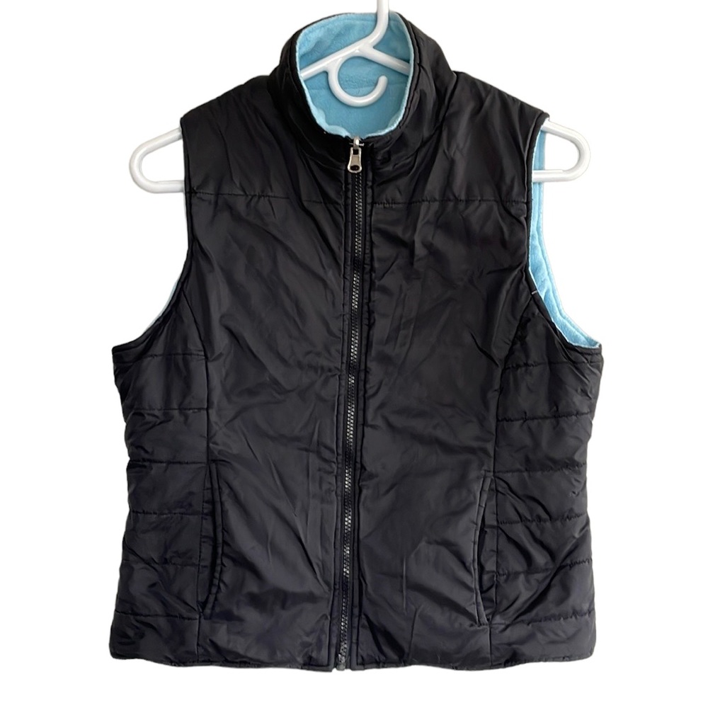 Black Fleece Lined Reversible Puffer Vest